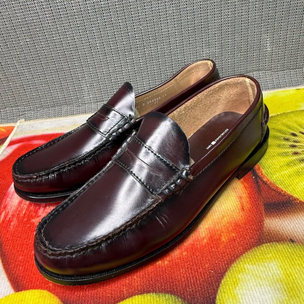 Florsheim Mens Size 11D Burgundy Leather Berkley Slip-On Penny Loafers